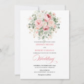 Boho Blush Peonies Gold Floral Wedding Invitation Einladung (Vorderseite)
