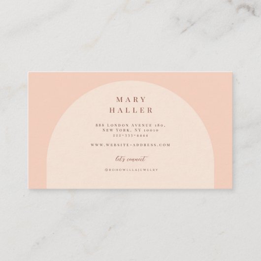 Boho Blush Pink Arch Business Card Visitenkarte (Rückseite)