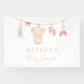 Boho Blush Pink Baby Clothes Girl Babydusche Banner (Horizontal)