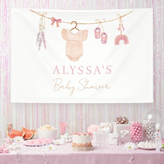 Boho Blush Pink Baby Clothes Girl Babydusche Banner (Party)