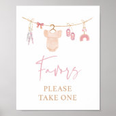 Boho Blush Pink Baby Duschfavoriten Schild (Vorne)