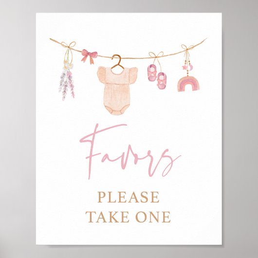 Boho Blush Pink Baby Duschfavoriten Schild (Vorne)