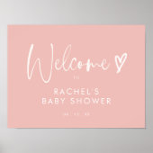 Boho Blush Pink Babydusche Begrüßung Poster (Vorne)