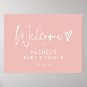 Boho Blush Pink Babydusche Begrüßung Poster