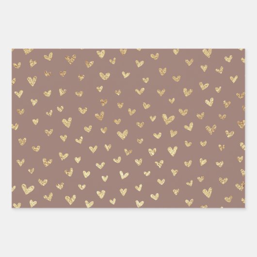 Boho Blush Pink Beige Gold Hearts Geschenkpapier Set (Vorderseite)