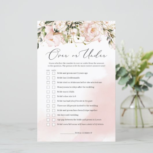 Boho Blush Pink Bloral Over oder Under Game Bridal (Stehend Vorderseite)