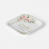 Boho Blush Pink Blues Eukalyptus Gold Bridal Pappteller (Gewinkelt)