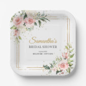 Boho Blush Pink Blues Eukalyptus Gold Bridal Pappteller (Vorderseite)