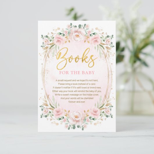 Boho Blush Pink Blume Books for Baby Girl Begleitkarte (Stehend Vorderseite)