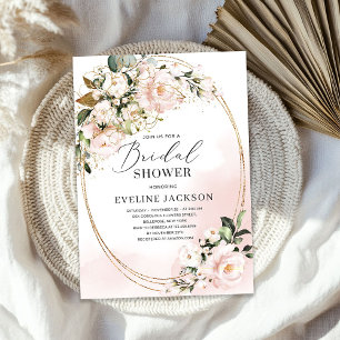 Boho Blush Pink Blume Rose Imitate goldgrün Einladung