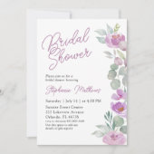 Boho-Blush-Pink-Blumen-Braut-Party Einladung (Vorderseite)