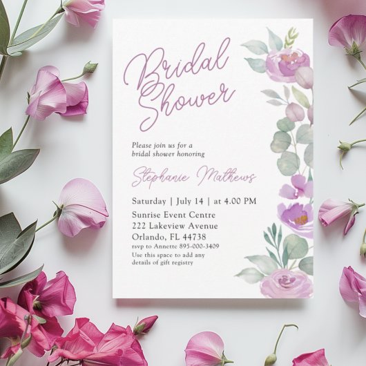 Boho-Blush-Pink-Blumen-Braut-Party Einladung