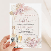 Boho Blush Pink Blumenbrunch Bubbly Brautparty