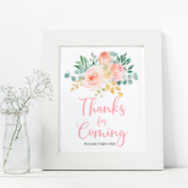 Boho Blush Pink Blumendusche Danke für das Kommen Poster