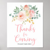 Boho Blush Pink Blumendusche Danke für das Kommen Poster (Vorne)