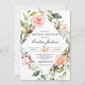 Boho Blush Pink Blumendusche Einladung (Vorderseite)