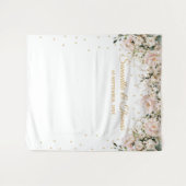 Boho blush pink blumengold Blätter boho Hochzeit Wandteppich (Vorderseite (Horizontal))