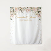 Boho blush pink blumengold Blätter boho Hochzeit Wandteppich (Vorderseite)