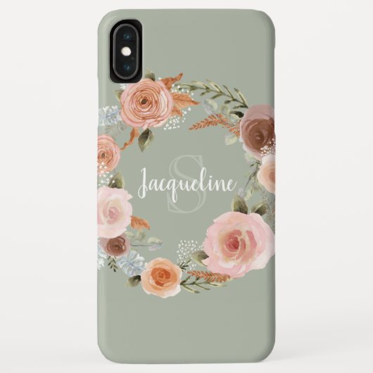 Boho Blush Pink Blumenkreide Name Case-Mate iPhone Hülle (Rückseite)