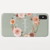 Boho Blush Pink Blumenkreide Name Case-Mate iPhone Hülle (Rückseite (Horizontal))