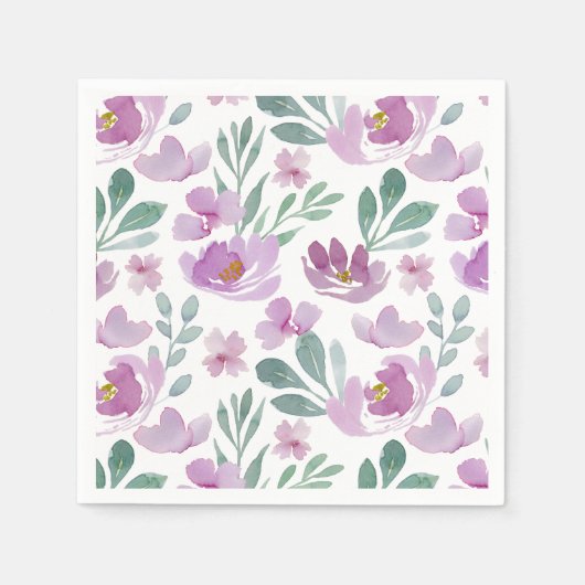 Boho Blush Pink Blumenmuster Hochzeit Serviette (Vorderseite)