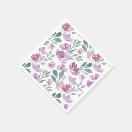 Boho Blush Pink Blumenmuster Hochzeit Serviette (Ecke)