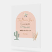 Boho Blush Pink Boho Babydusche Begrüßungszeichen Acrylschild (Winkel)
