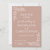 Boho Blush Pink Botanical Foto Wedding Save The Date (Vorderseite)