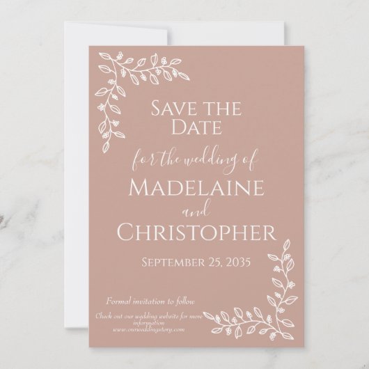 Boho Blush Pink Botanical Foto Wedding Save The Date (Vorderseite)