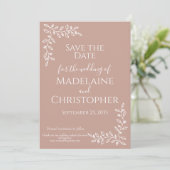 Boho Blush Pink Botanical Foto Wedding Save The Date (Stehend Vorderseite)
