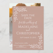Boho Blush Pink Botanical Foto Wedding Save The Date (Vorne/Hinten)