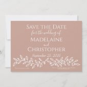 Boho Blush Pink Botanical Foto Wedding Save The Date (Vorderseite)