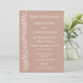 Boho Blush Pink Botanical Minimal Wedding Einladung (Stehend Vorderseite)