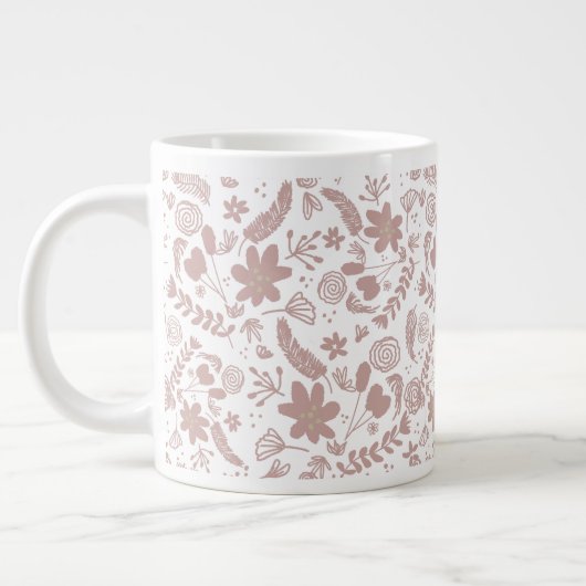 Boho Blush Pink Botanische Vegetation Jumbo-Tasse (Links)