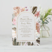 Boho Blush Pink Cream Greenery Brautparty Einladung (Stehend Vorderseite)