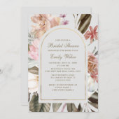 Boho Blush Pink Cream Greenery Brautparty Einladung (Vorne/Hinten)