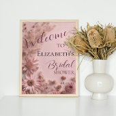 Boho Blush Pink Dried Wildblumen Script Willkommen Poster