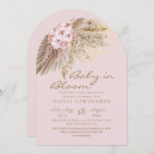 Boho Blush Pink Elegante Blumenbaby Dusche Einladung (Vorne/Hinten)