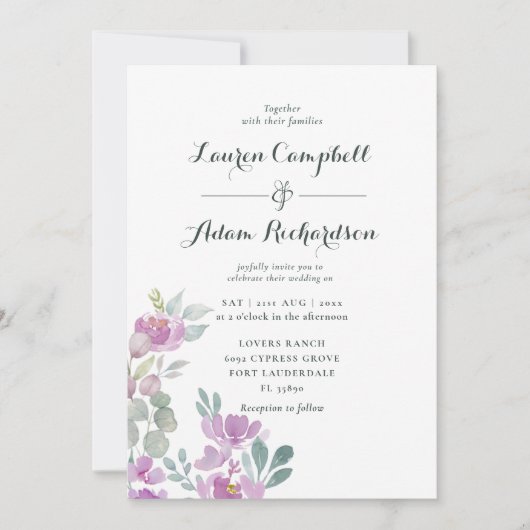 Boho Blush Pink Eukalyptus Floral Wedding Einladung (Vorderseite)