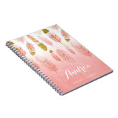 Boho Blush Pink Feathers Ombre Personalisiert Notizblock (Rechte Seite)