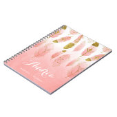 Boho Blush Pink Feathers Ombre Personalisiert Notizblock (Linke Seite)