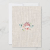 Boho Blush Pink Floral auf Rustikale Burlap Hochze Einladung (Rückseite)
