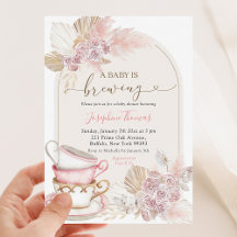 Boho Blush Pink Floral Baby Brewing Baby Baby Show