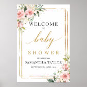 Boho blush pink floral Baby Dusche Begrüßungspaket Poster (Vorne)