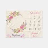 Boho Blush PInk Floral Baby Girl Milestone Baby Fleecedecke (Vorderseite (Horizontal))