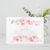 Boho Blush Pink Floral Brautparty Einladung (Stehend Vorderseite)