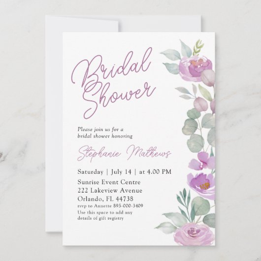 Boho Blush Pink Floral Bridal Shower Einladung (Vorderseite)