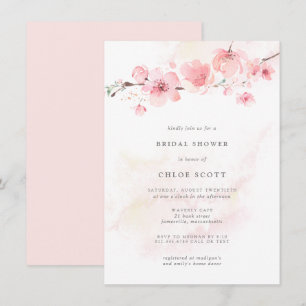 Boho Blush Pink Floral Bridal Shower Einladung