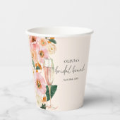 Boho Blush Pink Floral Champagne Bridal Brunch Pappbecher (Vorderseite)