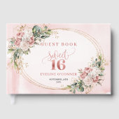 Boho Blush Pink Floral Eucalyptus Sweet Sixteen  Gästebuch (Vorderseite)